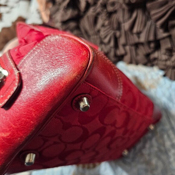 2005 Vintage Y2K Coach Monochrome Red Hampton Bowler Style Satchel Purse - Picture 6 of 10